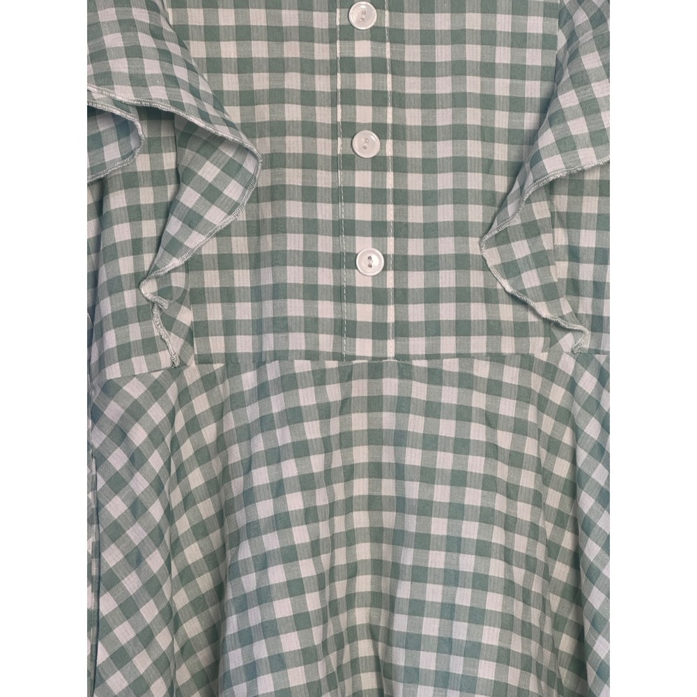Ivy City Co Girls Gingham Ruffle Dress Size 8 Green White Check‎ Flutter Sleeve - Picture 2 of 5